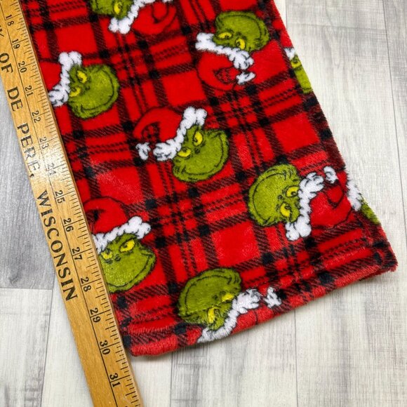 ✅ Womens XL  34 X 31 Dr Seuss' The Grinch Plaid Fleece Lounge Pants Red & Green - Picture 4 of 8
